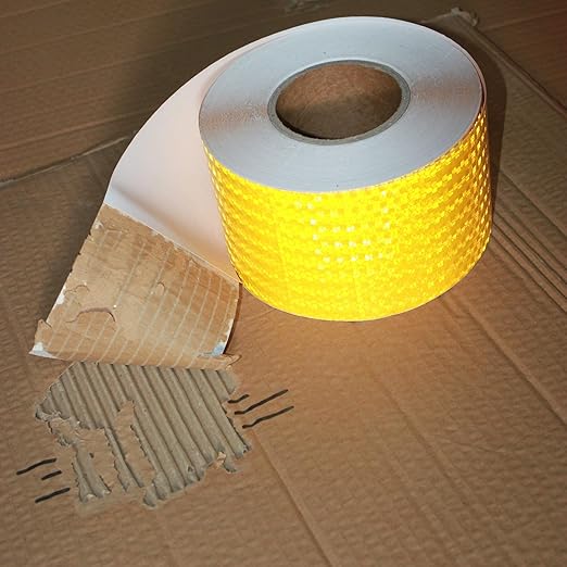 Industrial Reflective Tape Yellow 4 inch for Bikes, Outdoor Waterproof High Visibility Safety Warning Adhesive Stickers Strips (166 feet)