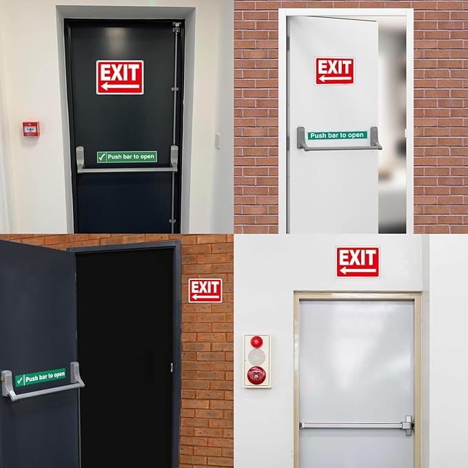 2 Pack Exit Signs with Left Arrow, 10x7 Inches Rust Free 0.40 Aluminum Metal Exit Sign, UV Protected, Durable, Weatherproof, Easy to Install, Indoor/Outdoor Use