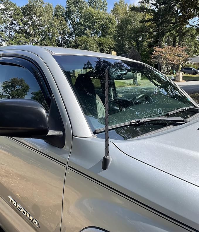 13" Antenna Mast Fits for Toyota Tundra 2000+ & Toyota Tacoma 1995+ & FJ Cruiser 2007+, Internal Copper Coil for Enhanced Reception, 13 inch Spiral Rubber Antenna Replacement Accessories