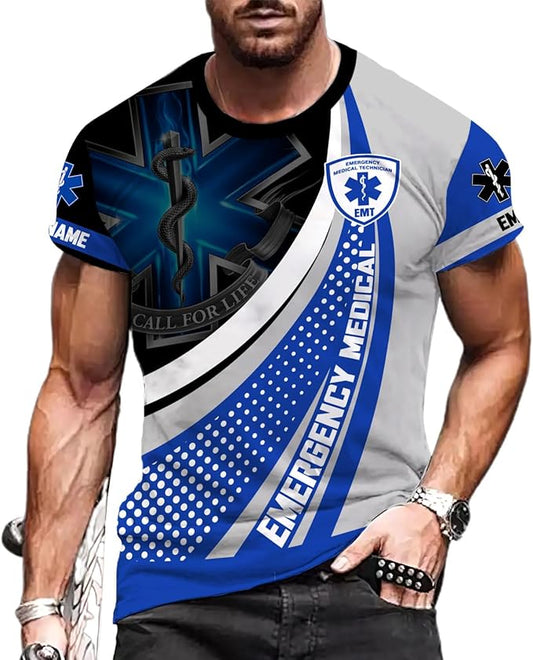 Personalized EMT 3D Shirt, EMT 3D Hoodie, 3D EMS Hoodies for Men, Medical Uniforms EMS Shirt, Emergency Medical Service Shirt