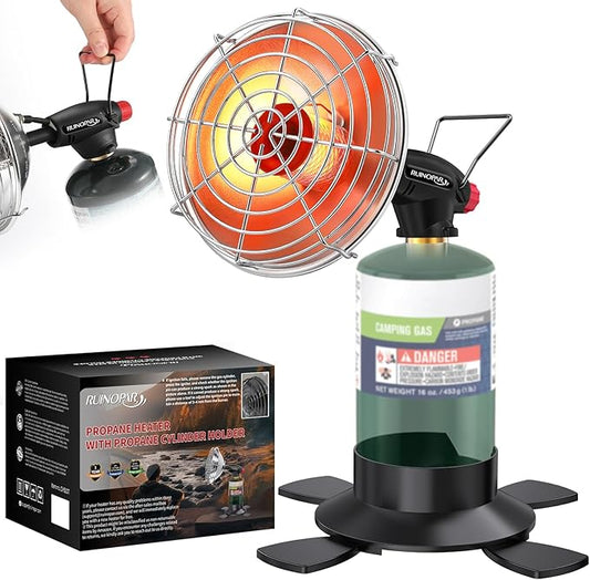 Portable Propane Heater for Camping,9,200BTU Small Outdoor Patio Garage Heater,Self-Ignition,with Foldable Gas Cylinder Holder for Tent Hiking Ice Fishing Hunting(Fuel Cylinder not included)