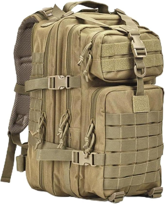 aiGear Tactical Backpack for Men, 45L Military Backpack, 3-Day Bug Out Bag for Camping Hiking Hunting with Molle System Army Daypack (45L Khaki)