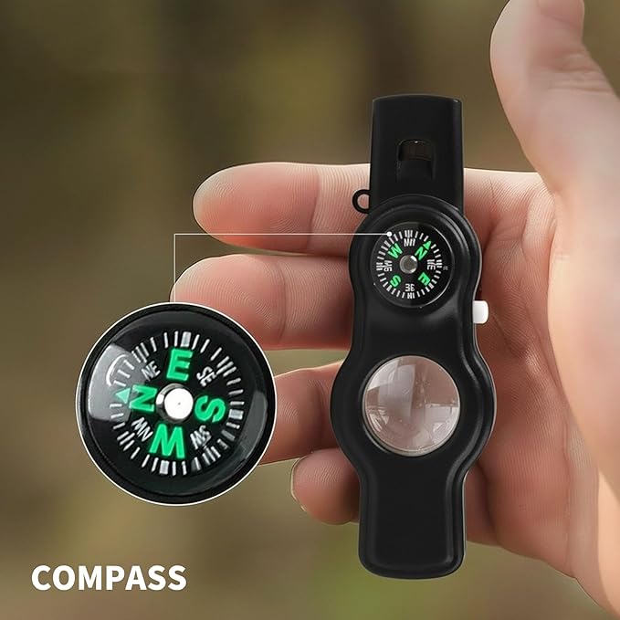 Emergency Survival Safety Whistle，Whistle for Kids with Lanyard,Compass,Thermometer,Ideal for Kayaking, Boating, Hiking, Camping, Climbing