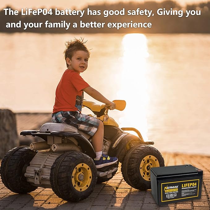 12V 16Ah Lithium LiFePO4 Deep Cycle Battery, 2000+ Cycles Lithium Iron Phosphate Rechargeable Battery for Solar/Wind Power, Lighting, Scooters, UPS, Power Wheels, Fish Finder, Built-in 16A BMS