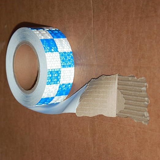 Reflective Tape Blue White 2 Inch x 168 Feet, Outdoor Waterproof Warning Reflector, Night Safety Stickers for Car Bicycles