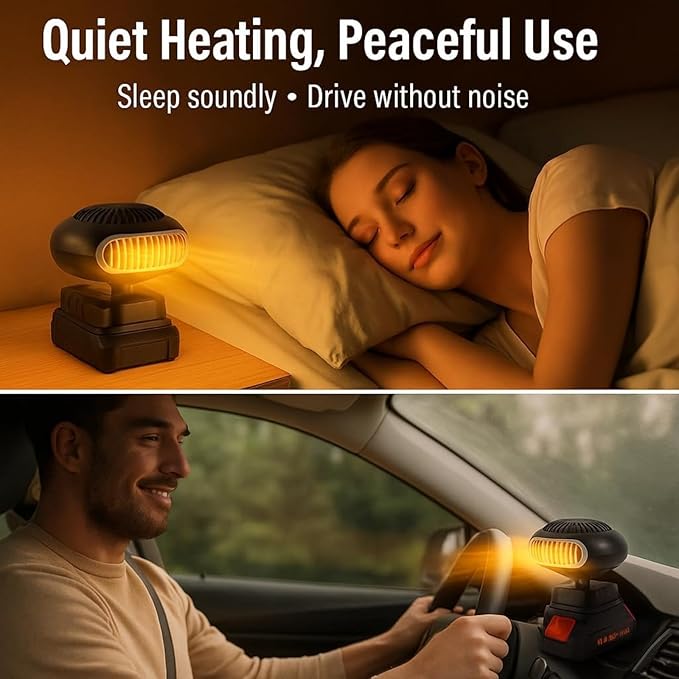 Portable Battery Operated Heater, Batteries Powered Heaters, With Anti Tilt Design, Quiet Long Heating, Battery Operated Heater For Indoors/Car/Camping, with Anti Tilt Design (15-cell battery*1)