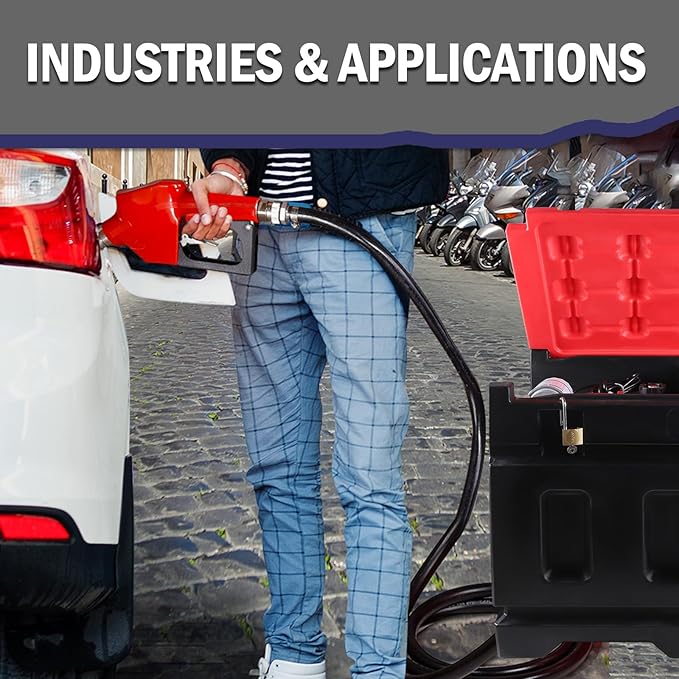 Portable Diesel Tank, 48 Gallon Capacity & 12 GPM Flow Rate, Portable Fuel Tank with 12V Electric Transfer Pump and 13.1ft Rubber Hose, PE Diesel Transfer Tank for Easy Fuel Transportation Black
