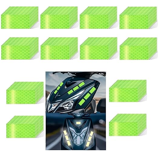 Fluorescent Reflective Stickers 1 inch X 2 inch, Outdoor Waterproof High Visibility Warning Safety Adhesive Reflector (120 Pcs)