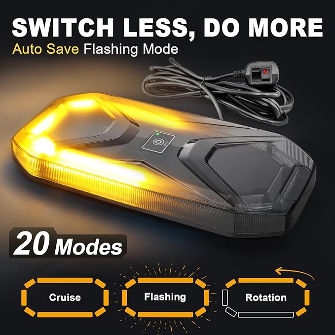 Agrieyes 68 LED Flashing Lights for Vehicles, Amber Screw Mounting Strobe Light Bar for Trucks, Smoked Lens Emergency Flashing Warning Security Caution for Plow, Construction, Snow, Trailer Waterproof