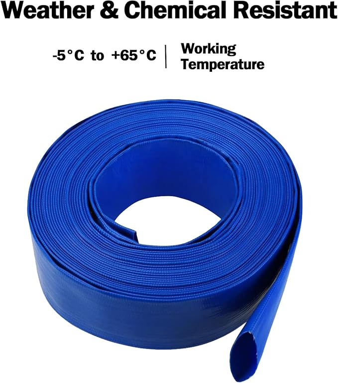 2 IN x 50 FT Pool Backwash Hose, Heavy Duty Flat Discharge Hose, Weather and Burst Resistant, Best Pool Hoses for Inground Pools, Pool Filter Hose & Pool Drain Hose