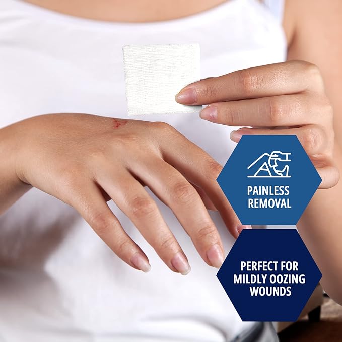 MED PRIDE Sterile Gauze Dressing Pads, 12 Ply Highly Absorbent Cotton, Individually Wrapped, Non Stick, Painless Removal (3x3 Inch (Pack of 100))