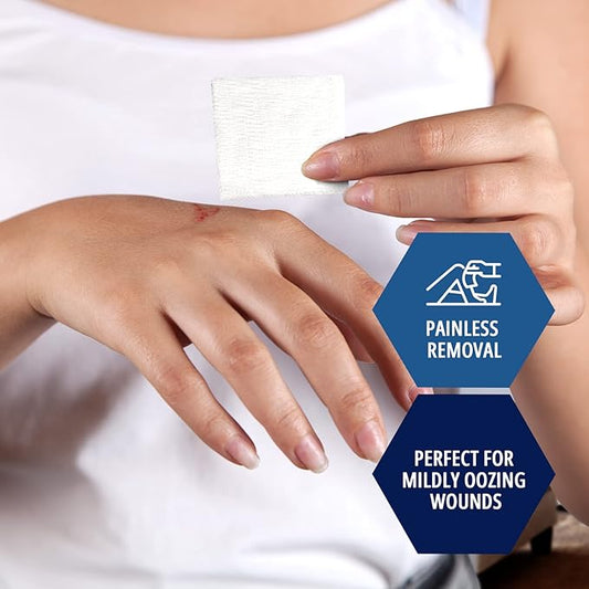 MED PRIDE Sterile Gauze Dressing Pads, 12 Ply Highly Absorbent Cotton, Individually Wrapped, Non Stick, Painless Removal (3x3 Inch (Pack of 100))