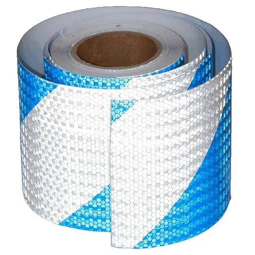 Reflective Tape Blue White Outdoor Waterproof 6 in x 68 FT, Warning Reflective Stickers, Conspicuity Safety Marking Tape