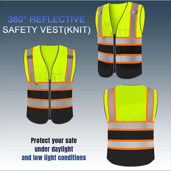 BeautyWill Custom Logo Safety Vest Class 2 High Visibility Reflective Vest for Men - Personalized Logo Team Vest
