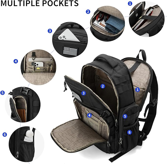 Wotony Military tactical backpack, backpack for men black small tactical assault bag