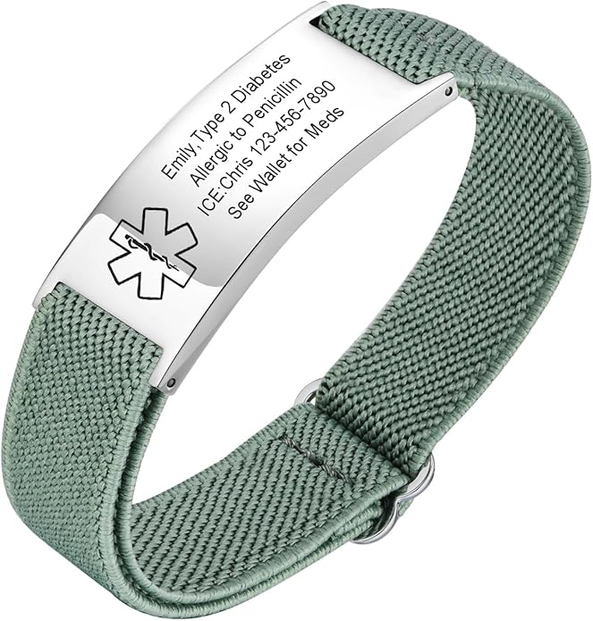 VNOX Medical Alert Bracelets for Men & Women Kids with Free Engraving Adjustable Stainless Steel Mesh Emergency Medical ID Bracelets Wristband