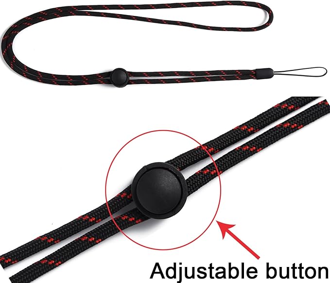 YOUOWO Adjustable Neck Woven Circular Lanyard For Keys id Badges Holders,Black with Red Pattern Lanyards For Office Pen Cell Phones USB Sticks Whistles Ipod (5 Pack Black)