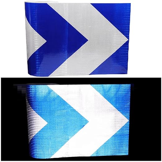 Blue White Reflective Tape 16 Inch for Truck, Safety Caution Reflector Strips, Hazard Conspicuity Warning Adhesive Stickers (68 feet)