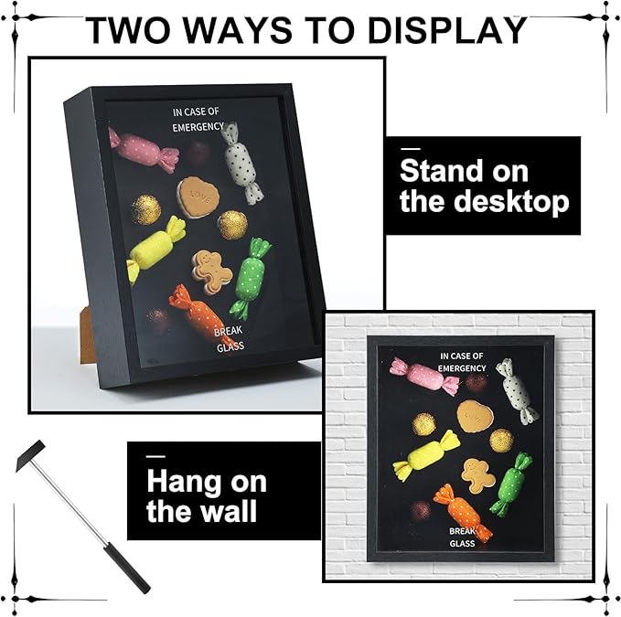 Marsui Emergency Break Glass Box with Hammer White Elephant Gag Gift 10"x8"x3" Wooden Display Case Wall Mountable for Christmas Birthday Money Not Included(Classic Emergency Box)