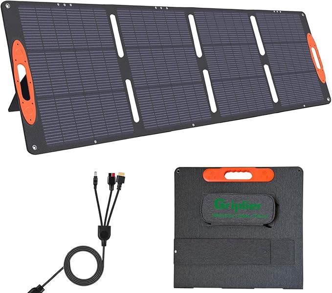 200W Portable Solar Panel for Power Station,25V Foldable Solar Panel Charger with Kickstand,MC4 Cable,Dual USB & Type-C Output,>23% High Efficiency IP65 Waterproof For Camping,Hiking,RV Trips
