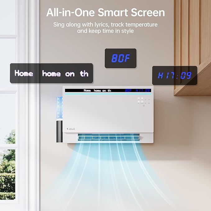 Smart Electric Space Heater with Bluetooth Speaker & RGB Light, App/Remote/Touch Control, Freestanding/Wall Heater, 2 Heat & 2 Fan Modes for All-Season Indoor Use, 110° Oscillating, Works with Alexa
