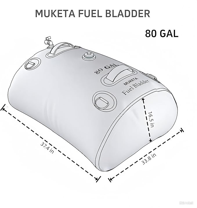 Marine Fuel Bladder for Boat Fuel Emergency Tanks Auxiliary Fuel Bladder Kit for Extended Range Fishing, Yachting, Sailing, Ferrying, Cruising Trips (White, 80 Gallons)