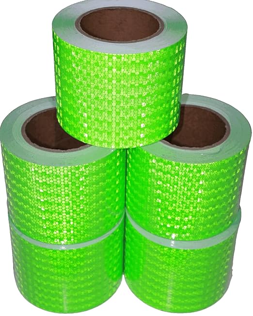 Green Reflective Tape Outdoor Waterproof 4 inch Wide, High Visibility Warning Industrial Marking Tape, Safety Stickers (68 feet,5 Rolls)