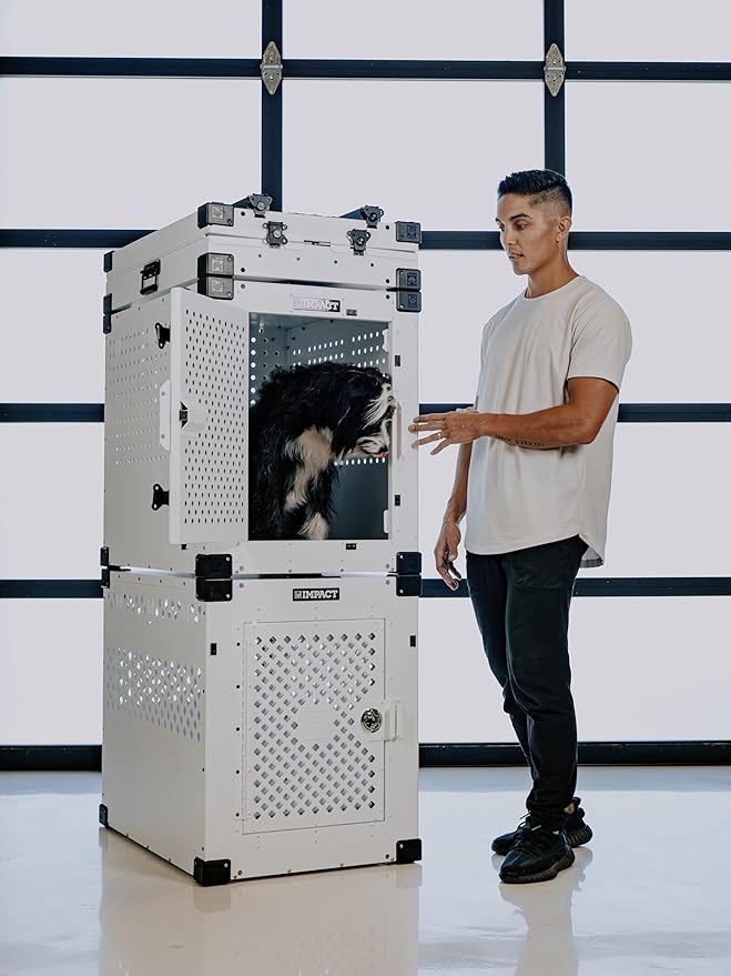 Impact Indestructible High Anxiety Dog Crate for XXL Dogs - Heavy Duty Escape Proof Indoor Dog Kennel with Powder-Coated Aluminum - Ideal for Escape Artists (Black, 48" (48.5" L x 32.5" W x 36" H)