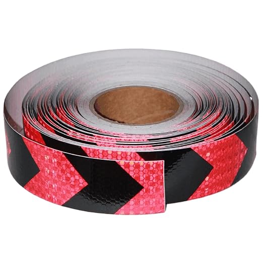 Black Red Reflective Tape 2 in x 168 Feet, Warning Conspicuity Tape, Night Safety Sticker for Car Trailer Bicycles Clothing.