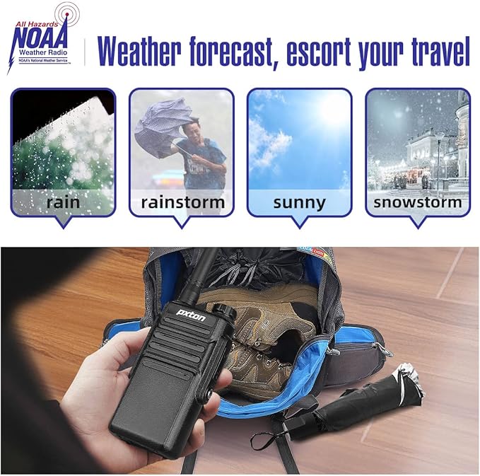 pxton Waterproof walkie talkies for Adults, Work,and Outdoor. walkie talkies Long Range with Headphones and Fast Charger Dock，Handheld Two Way radios Rechargeable NOAA walkie Talkie (10 Pack)
