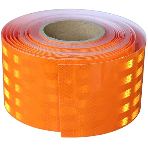 Industrial Non Fading Reflective Tape Orange 4 inch Wide, Outdoor Waterproof High Visibility Safety Warning Adhesive Strips (166 feet)
