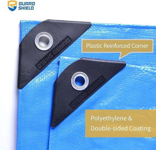 GUARD SHIELD Blue Tarp Waterproof 14x14 Feet Medium Duty All Purpose Poly Tarps Cover 7mil