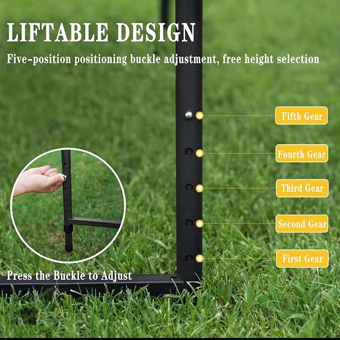 SoloWilder Foldable Camping Table with Gas Struts 3'5" Outdoor Portable Table 19" - 24" Height Adjustable Carbon Steel Lightweight Camping Table 12lb