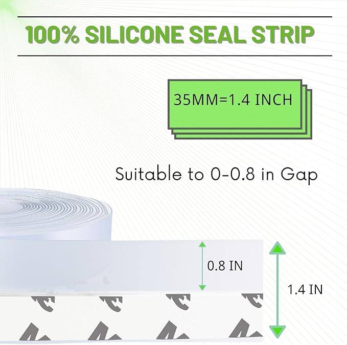 Updated Weather Stripping Door Seal, Door Draft Stopper Silicone Seal Strip for House and Glass Shower Doors for Windows Gaps of Collision and Side, Window Insulation for Winter
