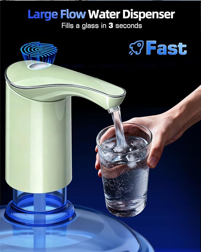 Electric Water Bottle Dispenser for 3-5 Gallon Jug, Automatic USB-C Water Jug Dispenser, Portable Upgraded Submersible Water Pump,High-Power & Silent Operation for Camping Home Office Bedroom