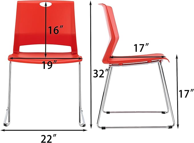 Sidanli Red Stacking Chairs-Set of 4