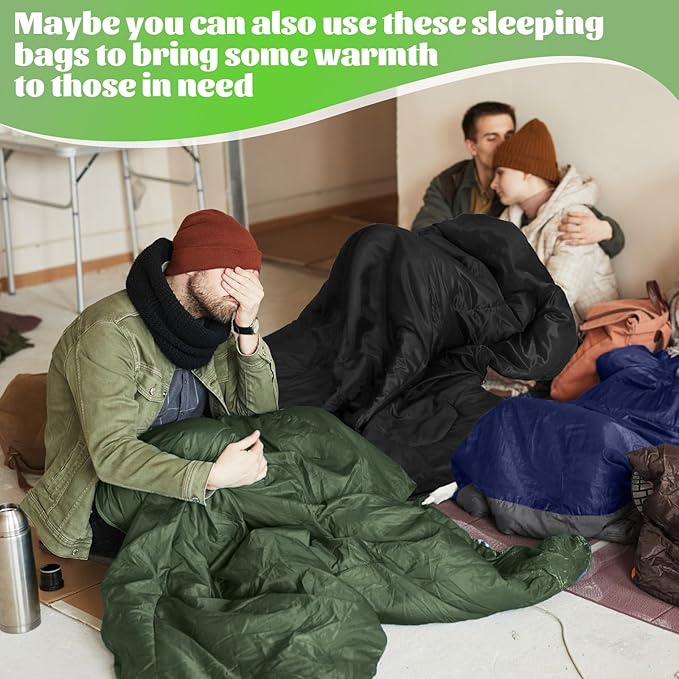 Macarrie 6 Pack Bulk Sleeping Bags for Homeless Donation, 0 Degree Waterproof Sleeping Bags with Compression Sack for Adults Winter Cold Weather Care Camping Hiking Emergency