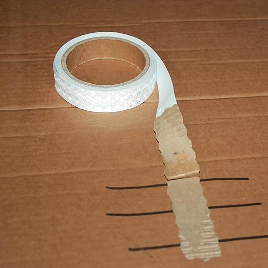 Non Fading Reflective Tape White 1 inch Wide, Outdoor Waterproof High Visibility Safety Warning Adhesive Stickers Strips (16 feet)