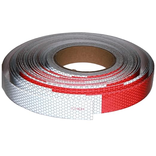 Reflective Tape Red White 1 Inch x 168 Feet, Warning Conspicuity Reflector, Night Safety Sticker for Car Trailer Clothing
