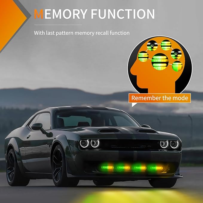 Nilight 4PCS 6LED Amber Green Emergency Strobe lights 12V 24V Surface Mount Flashing Warning Hazard Light Ultra Slim Sync Feature Grille for Cars Trucks Van Off Road Vehicles SUV