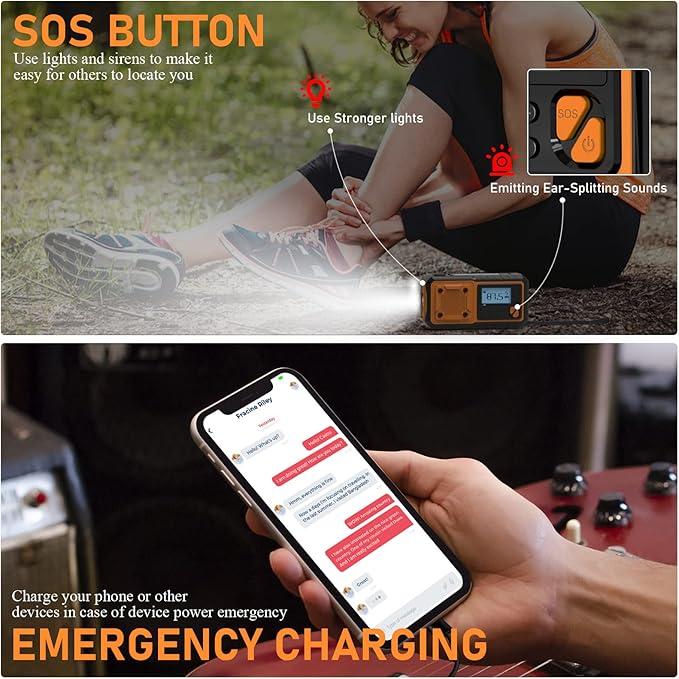 Goodes Hand Crank Emergency Radio - Portable AM/FM & Shortwave Radio with Solar/USB/Hand Crank Charging, 4000mAh Rechargeable Battery, Flashlight, Reading Light & SOS for Survival, Hiking & Storms
