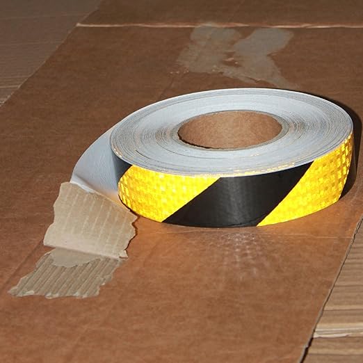 Yellow Black Reflective Tape Outdoor Waterproof 1 inch X 166 feet, High Visibility Hazard Conspicuity Safety Industrial Marking Tape