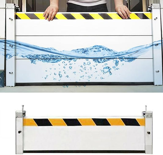 Basement/Garage Door/Home/Doorway Flood Protection Barriers, 2/3/4/5/6/7/8/9/15/18/20/23ft Reusable Detachable Aluminum Flood Panel Shield, Tall Water Prevention System(H 0.6ft(20cm),20ft(6.09