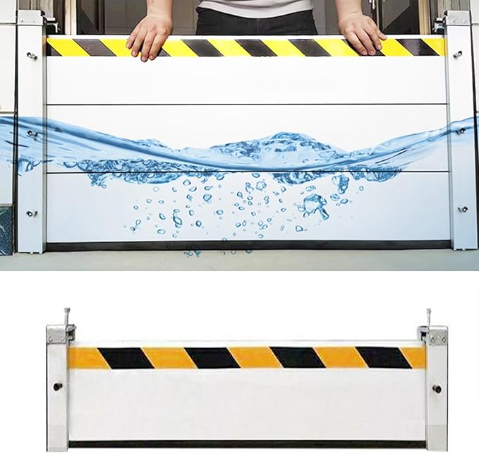 Basement/Garage Door/Home/Doorway Flood Protection Barriers, 2/3/4/5/6/7/8/9/15/18/20/23ft Reusable Detachable Aluminum Flood Panel Shield, Tall Water Prevention System(H 0.6ft(20cm),5.5ft(167