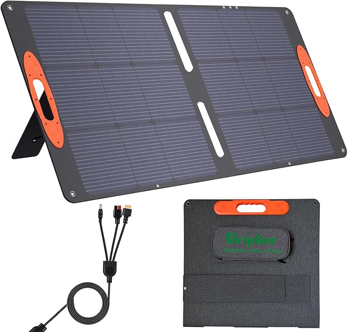 100W Portable Solar Panel for Power Station,20V Foldable Solar Panel Charger with Kickstand,MC4 Cable,Dual USB & Type-C Output,>23% High Efficiency IP65 Waterproof For Camping,Hiking,RV Trips
