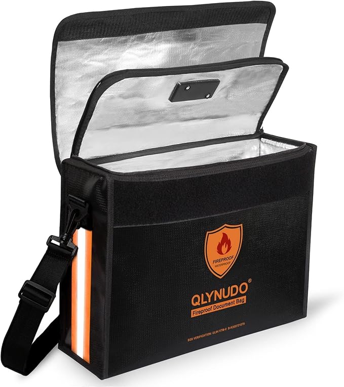 Fireproof Document Bag with TSA Lock - 17x12x5.5" Extra Large Fireproof Box for Documents, Reinforced Bottom File Organizer for 3-Ring Binders & Laptop, Waterproof Emergency Grab-and-Go Safe Bag