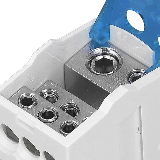 DIN Rail Distribution Box,690V 125A Positions Screw Terminal Block Junction Box Breaker Box Circuit Breaker Distribution Box for Various Power Distribution Needs (Blue, 125A)