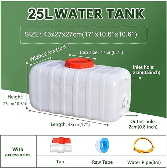 Water Storage Containers for Camping, Large Capacity Water Tank with Spigot Cap, Portable Camping Water Carrier for Emergency Hiking Fishing Driving Travel(Size:25L/6.6gallon,Color:White)