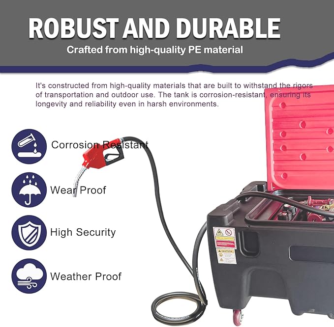 40 Gallon Fuel Transfer Tank with Detachable Wheels for Cars, Motorcycles & Boats, Holds Gasoline & Diesel, 12GPM 12V DC Fuel Transfer Pump & Manual Fueling Nozzle for Lawn Mowers & Snowblowers