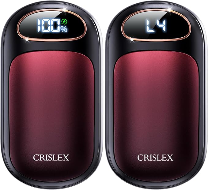 CRISLEX Electric Hand Warmers Rechargeable 2 Pack, 4 Levels Fast Heat, Reusable Hand Warmers with LED Display, Portable Magnetic Pocket Heater, Gifts for Christmas, Men, Women, Raynauds, Hunting, Golf
